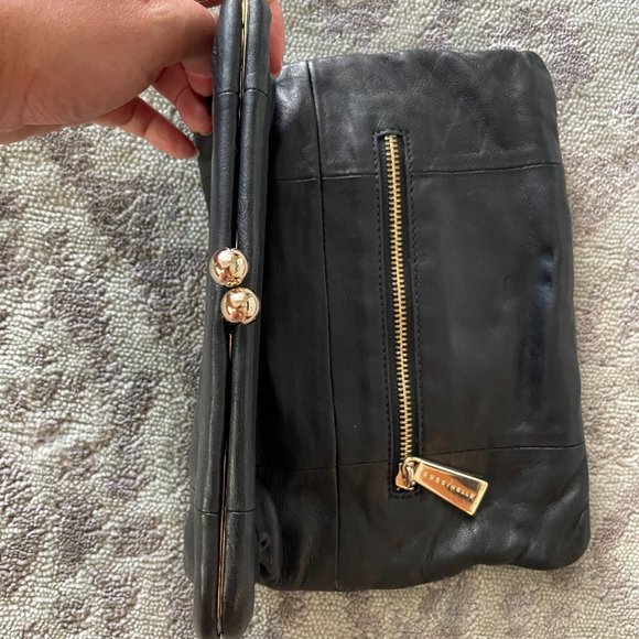 Coccinelle Black Leather Envelope Pouch - Picture 4 of 10